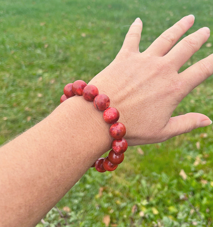 Schaumkoralle Kugel-Armband 19 cm (medium)